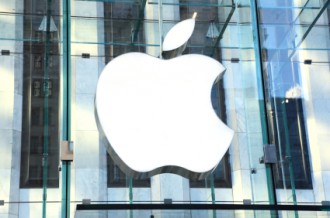 Apple logo on a window